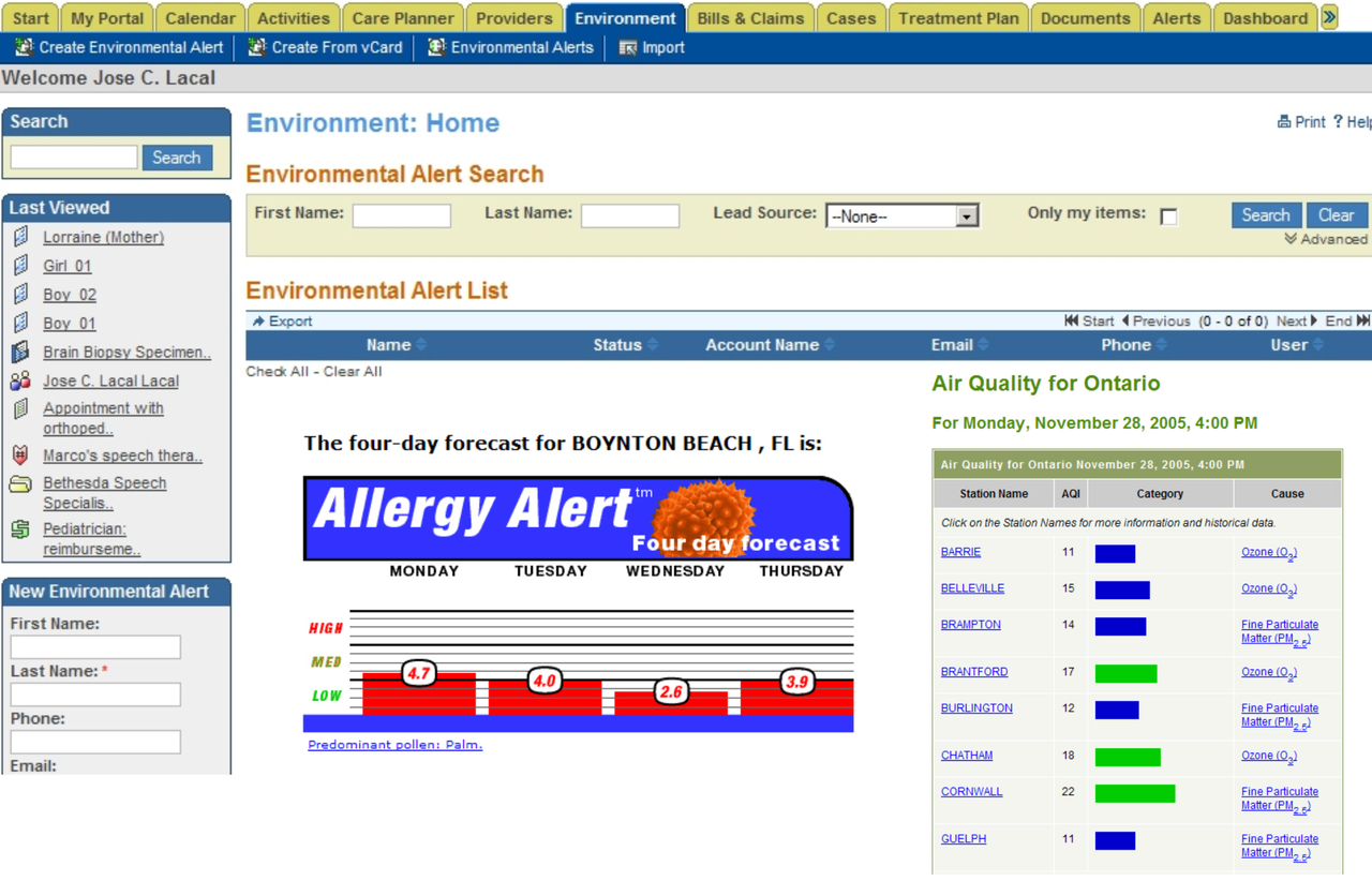 HealthCRM - Environmental Data